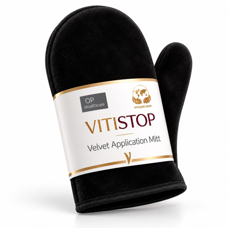 Vitistop Velvet-Applikationshandschuh für Selbstbräuner und Vitiligo-Camouflage